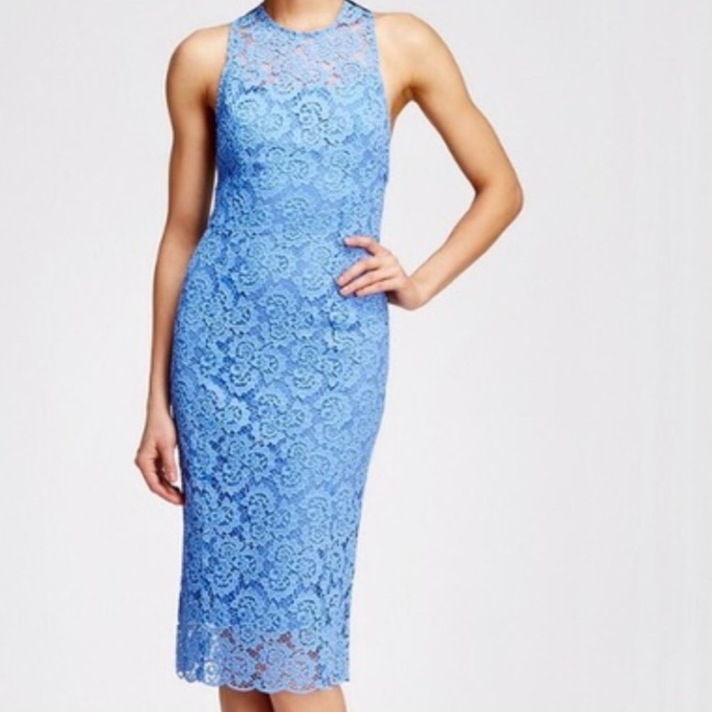NWT Nanette Lepore Lace Crossback dress Sky Blue 8